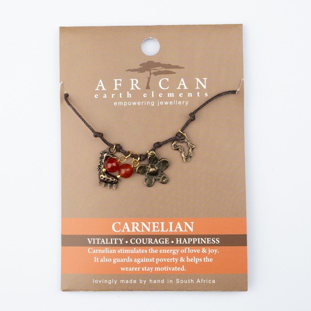 AFRICAN EARTH ELEMENTS CARNELIAN CHARM NECKLACE