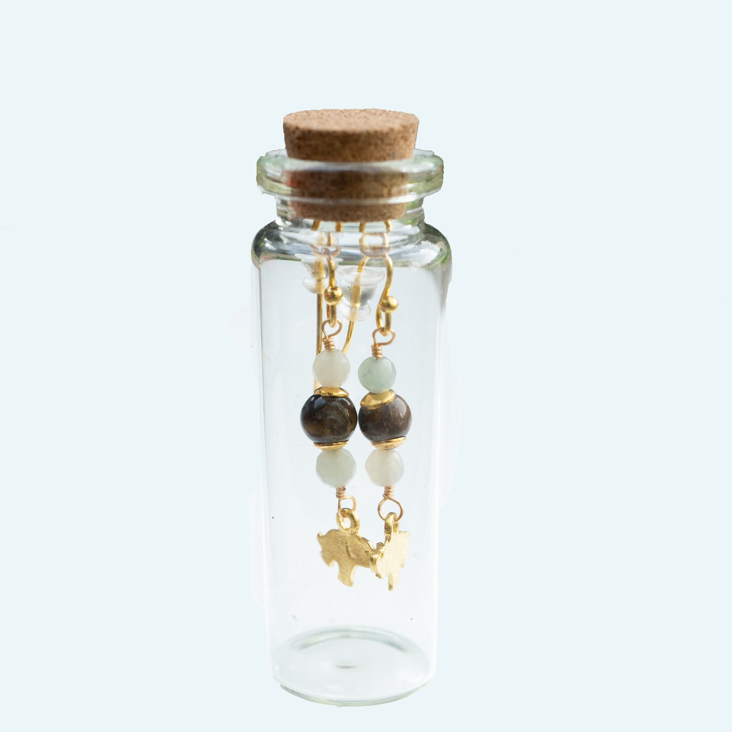 BOTTLED TIGERS EYE AMAZONITE ELEPHANT - GOLD