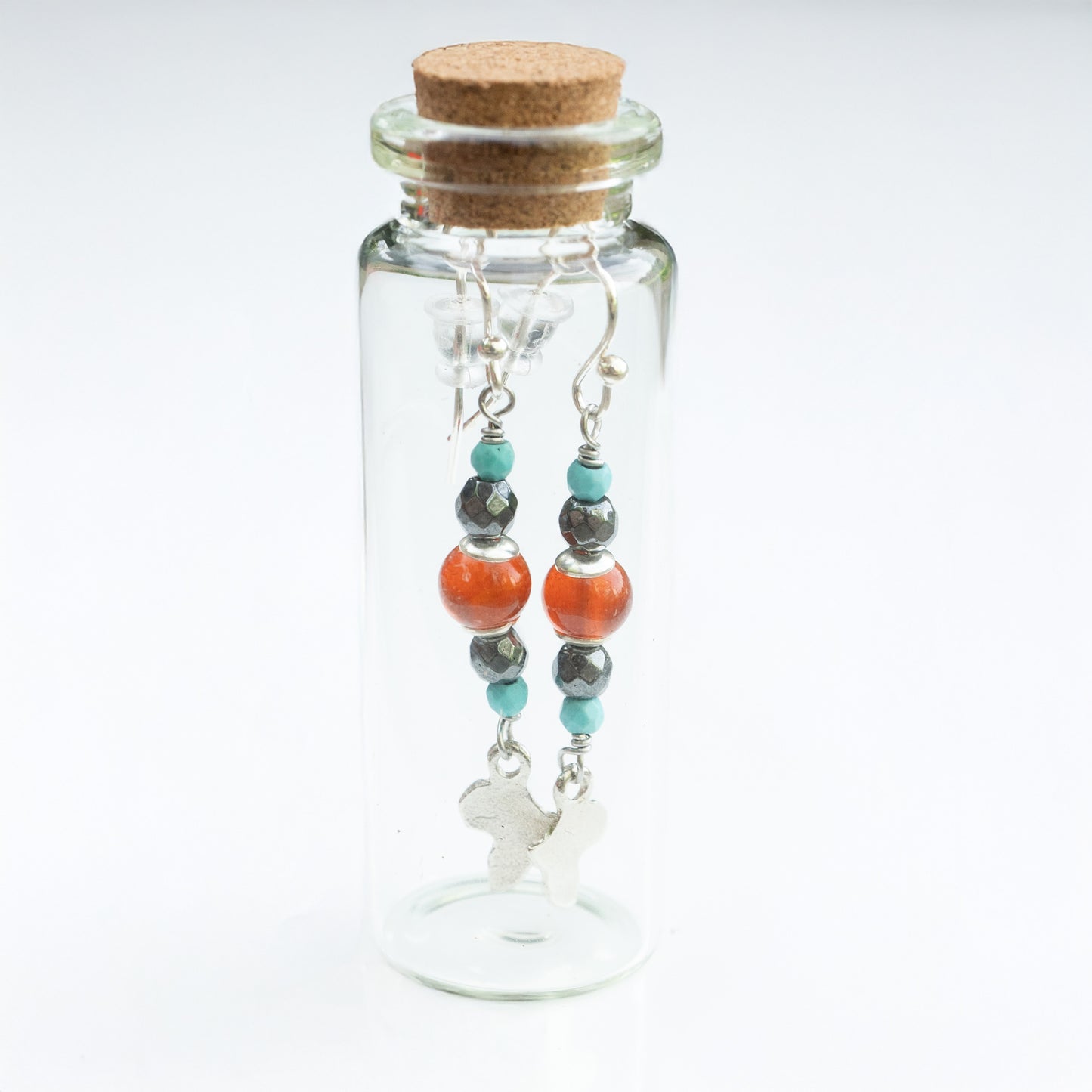 BOTTLED CARNELIAN TURQUOISE AFRICA - SILVER