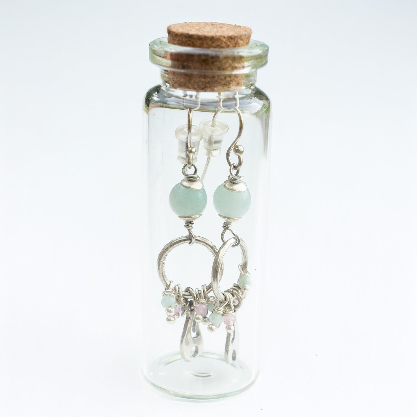 BOTTLED AMAZONITE AMETHYST CLUSTER - SILVER