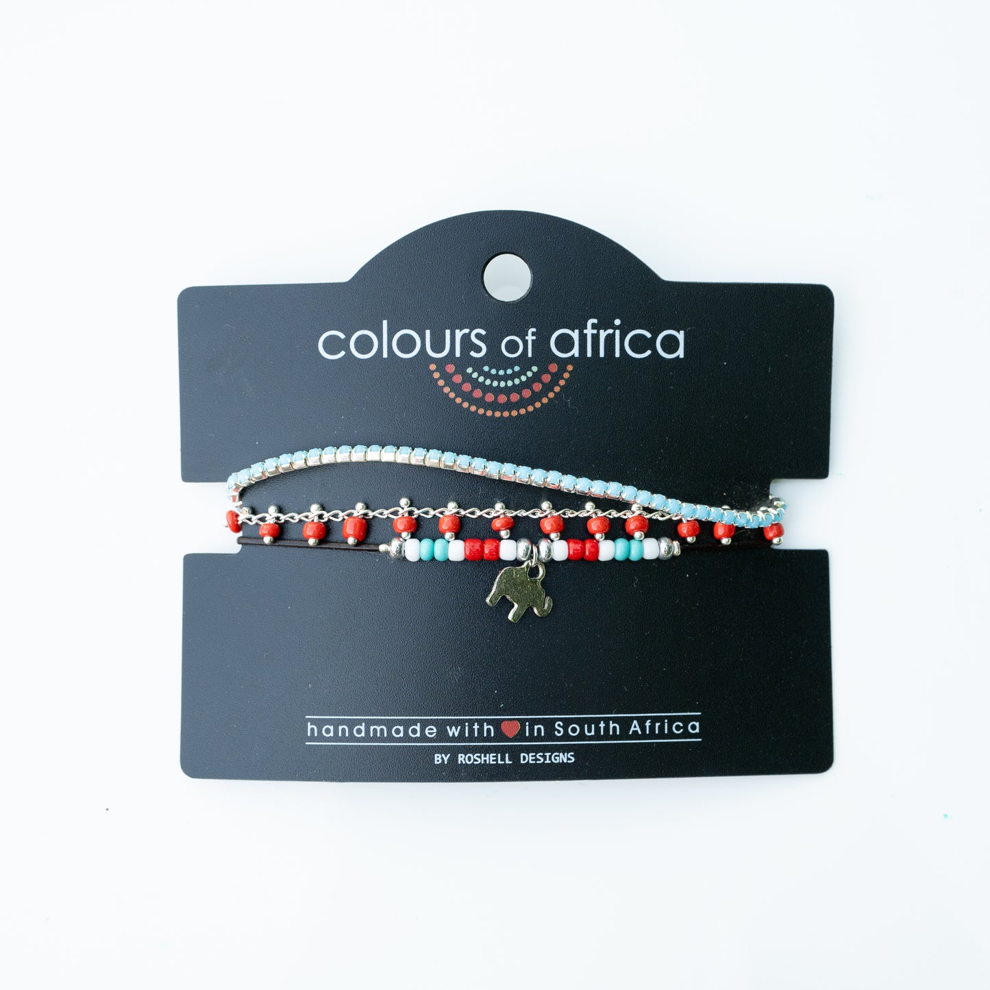 COLOURS OF AFRICA LEATHER BRACELET - CORAL