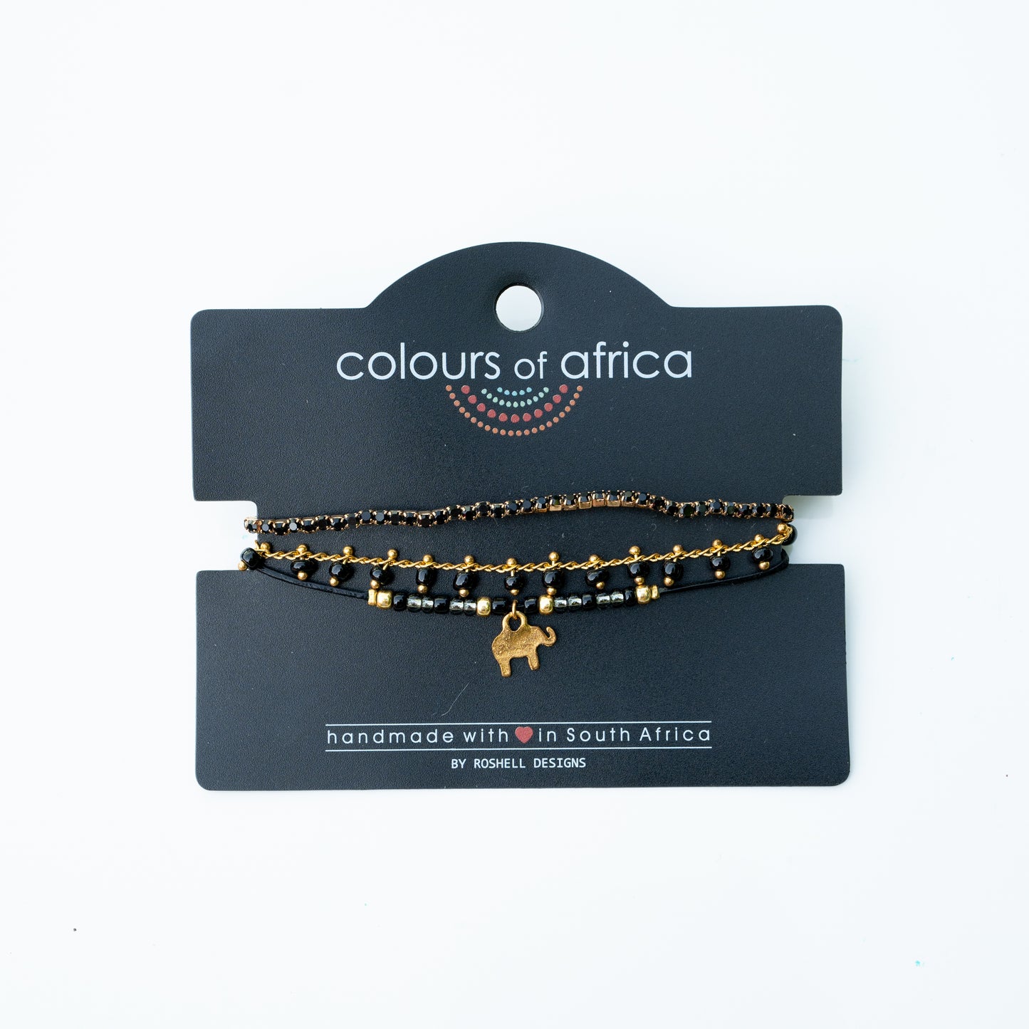 COLOURS OF AFRICA LEATHER BRACELET - BLACK
