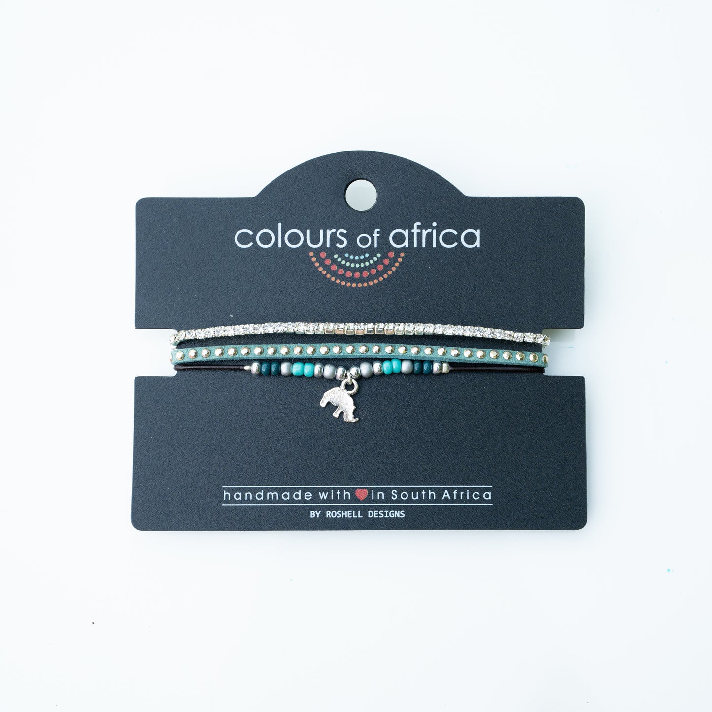 COLOURS OF AFRICA LEATHER BRACELET - TURQUOISE
