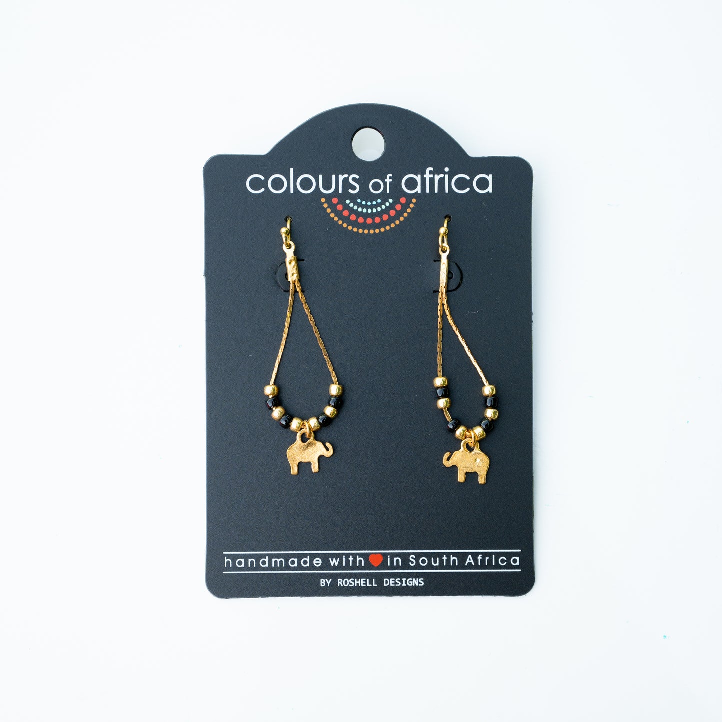 COLOURS OF AFRICA CHAIN EARRINGS GOLD - BLACK
