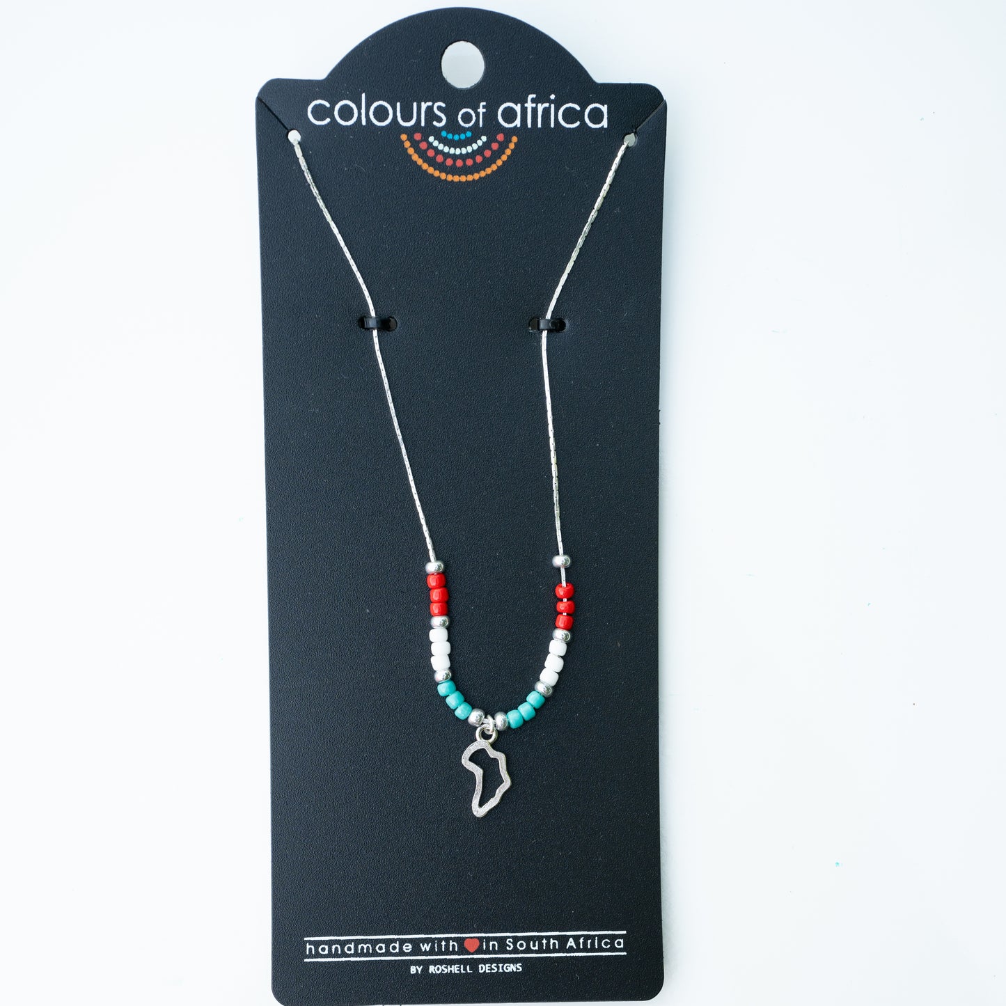COLOURS OF AFRICA CHAIN NECKLACE SILVER - CORAL