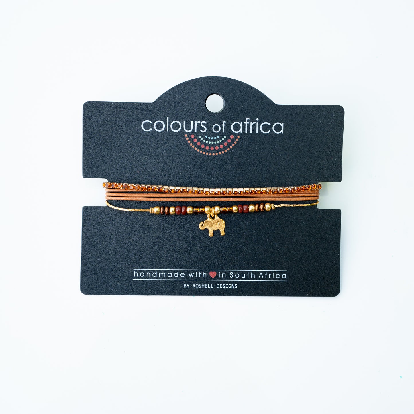 COLOURS OF AFRICA LEATHER BRACELET - BROWN
