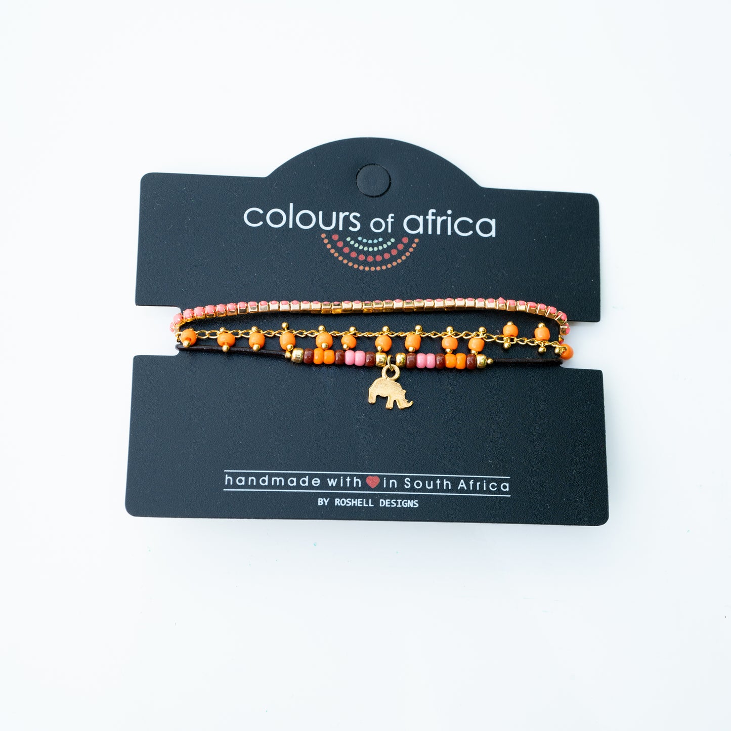 COLOURS OF AFRICA LEATHER BRACELET - ORANGE
