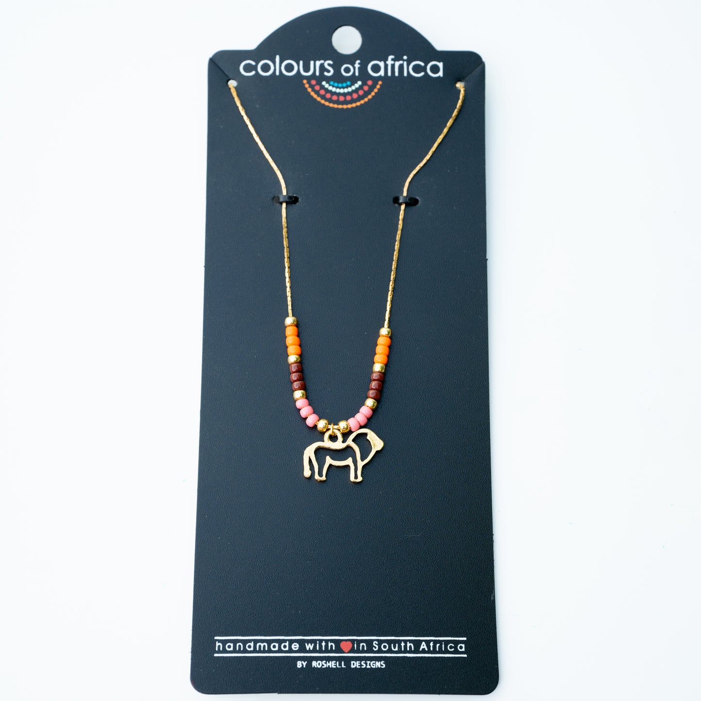 COLOURS OF AFRICA CHAIN NECKLACE GOLD - ORANGE