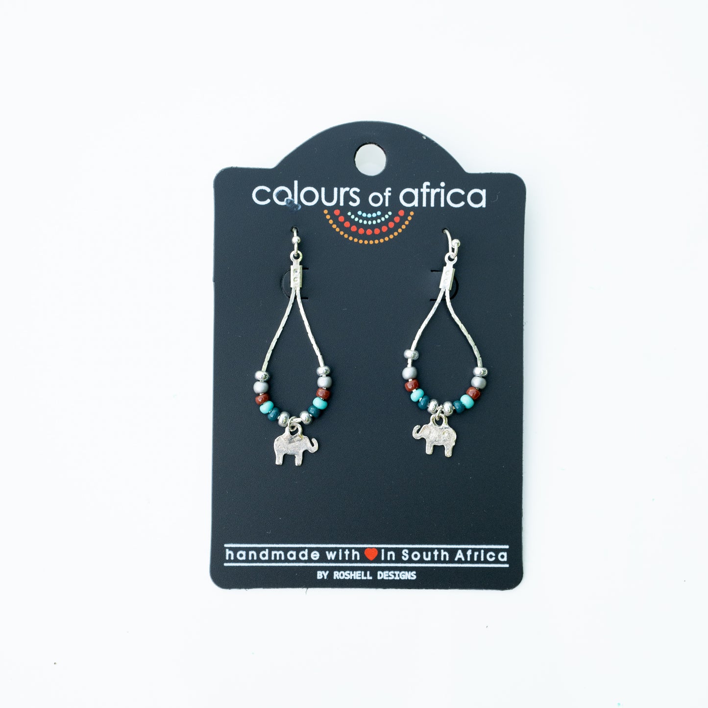 COLOURS OF AFRICA CHAIN EARRINGS SILVER - TURQUOISE