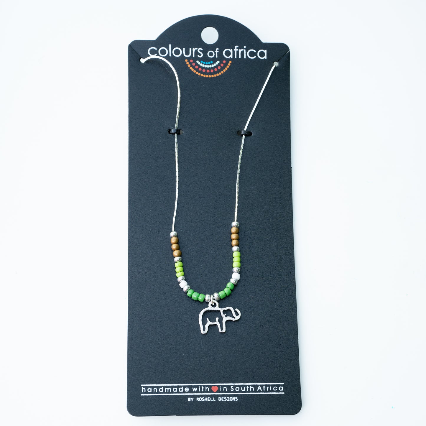 COLOURS OF AFRICA CHAIN NECKLACE SILVER - GREEN