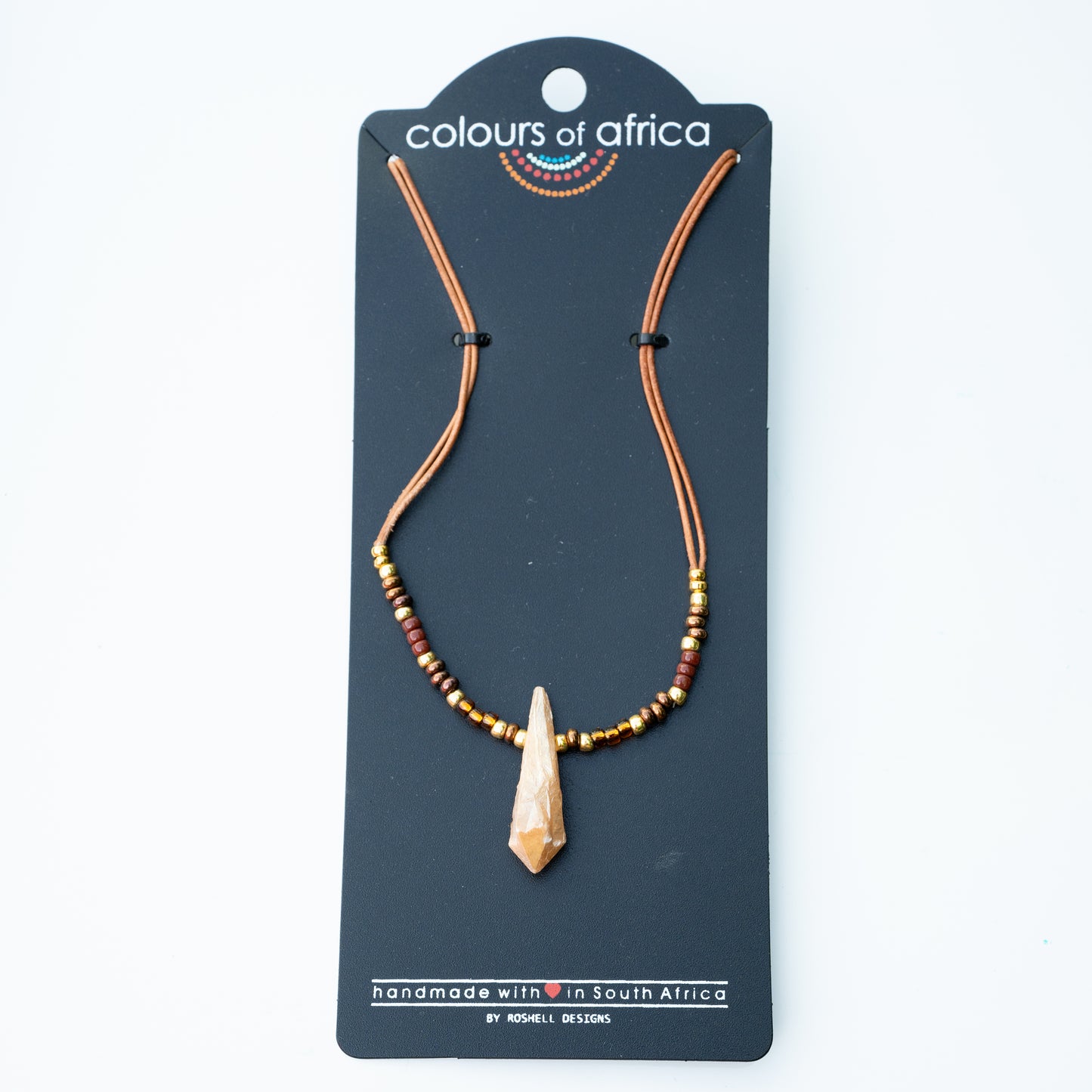 COLOURS OF AFRICA DROP NECKLACE - BROWN