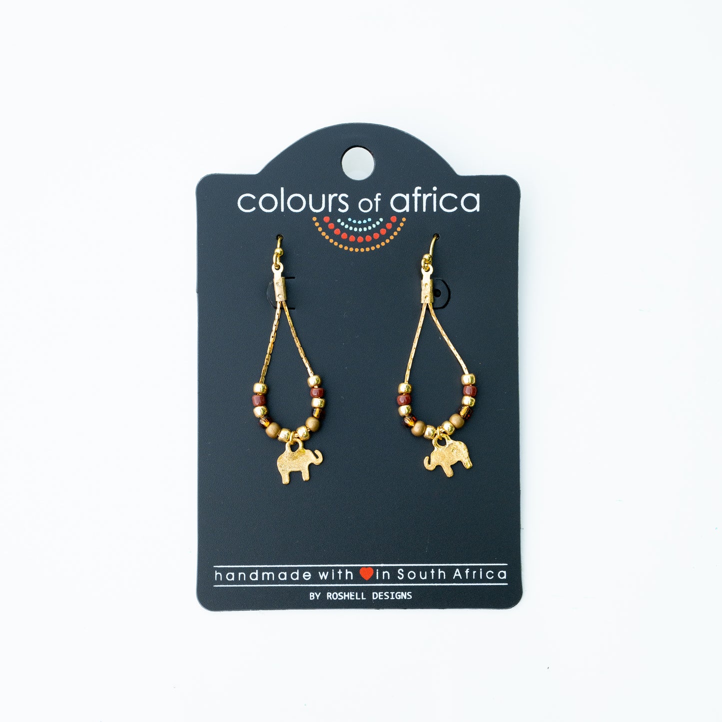 COLOURS OF AFRICA CHAIN EARRINGS GOLD - BROWN