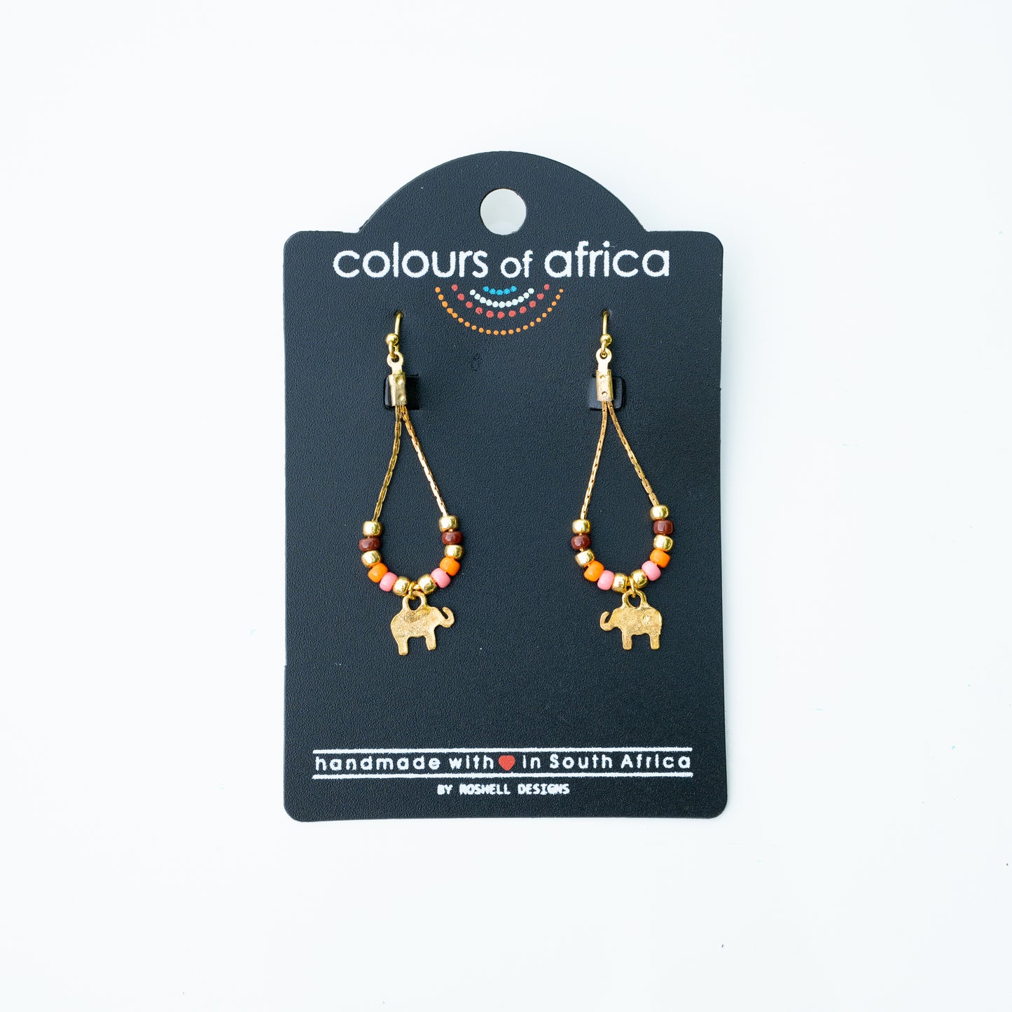 COLOURS OF AFRICA CHAIN EARRINGS GOLD - ORANGE