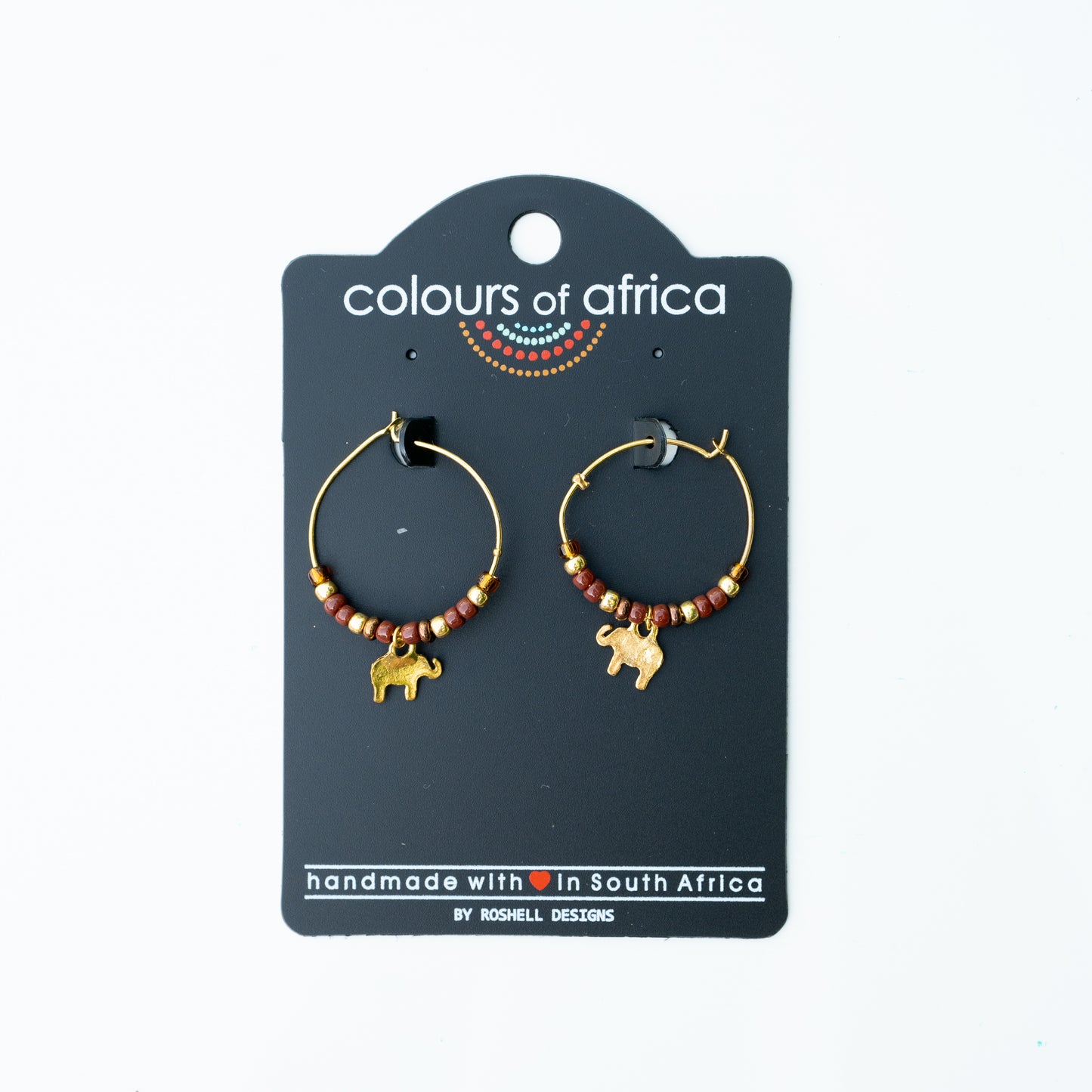 COLOURS OF AFRICA HOOP EARRING - BROWN