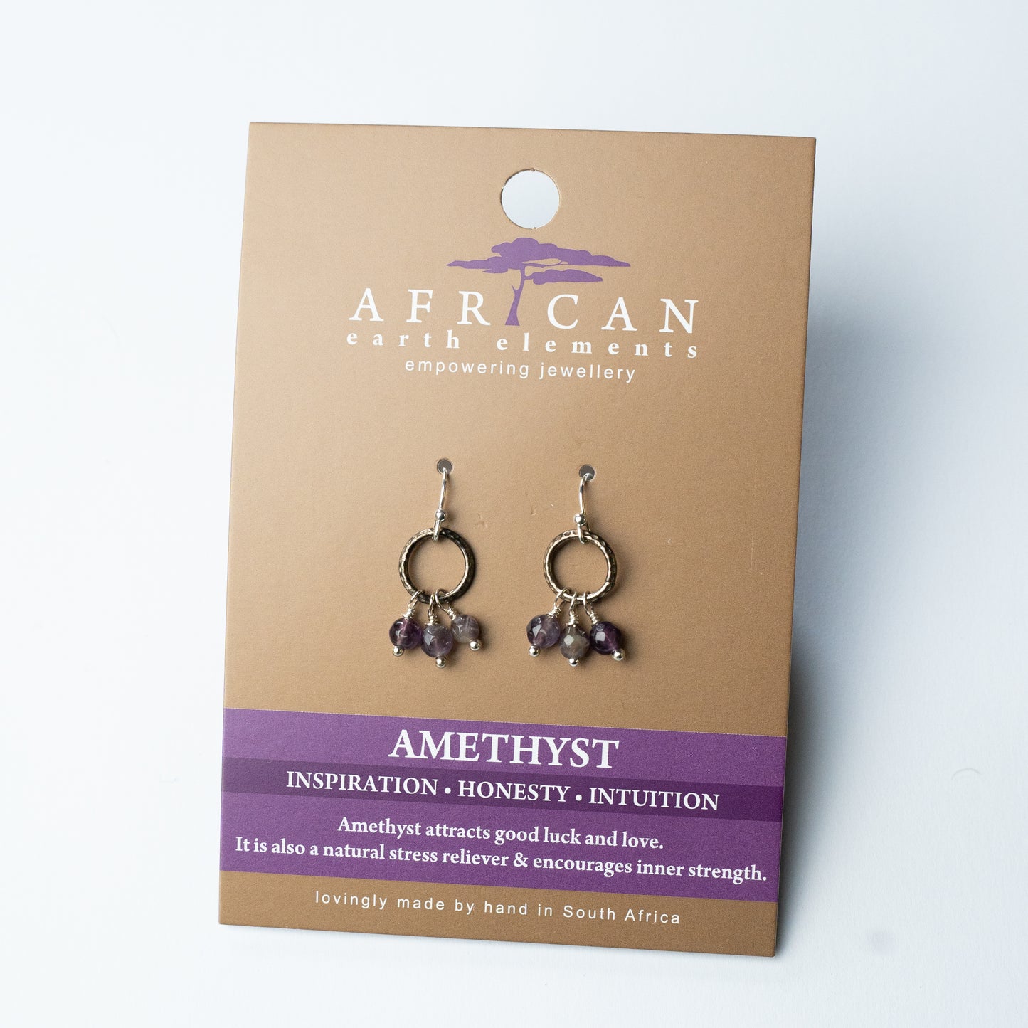 AFRICAN EARTH ELEMENTS AMETHYST EARRINGS
