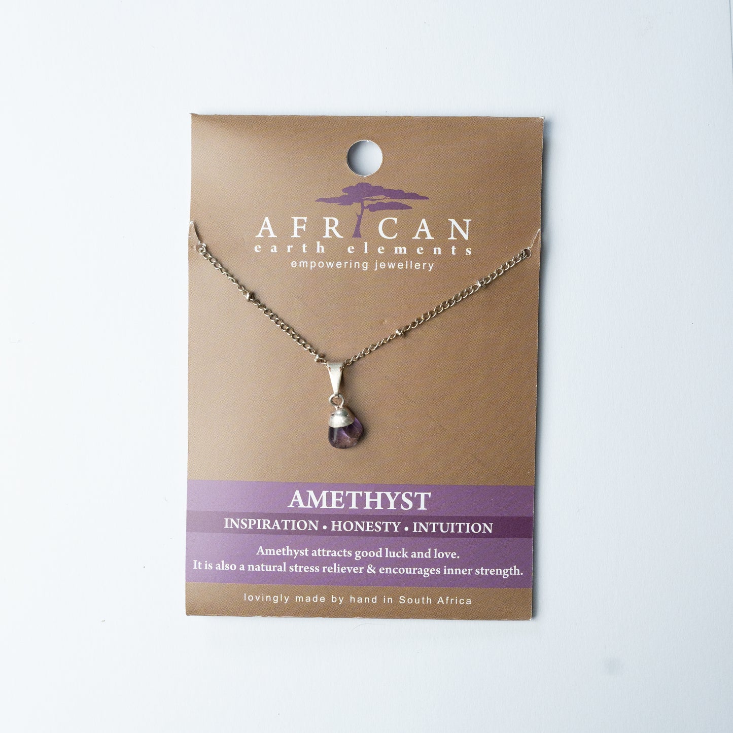 AFRICAN EARTH ELEMENTS AMETHYST PENDANT NECKLACE