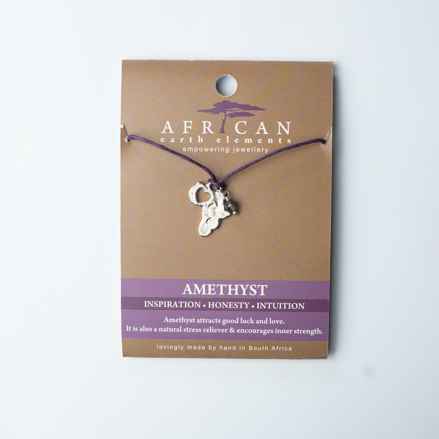 AFRICAN EARTH ELEMENTS AMETHYST MAP NECKLACE