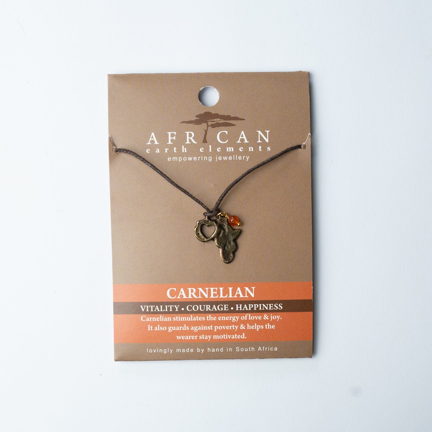 AFRICAN EARTH ELEMENTS CARNELIAN MAP NECKLACE