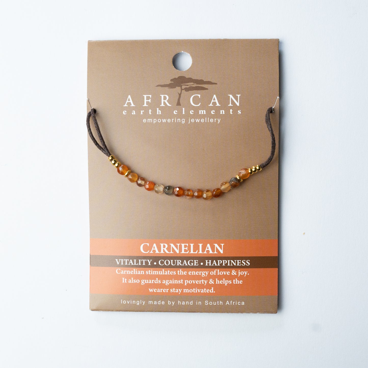 AFRICAN EARTH ELEMENTS CARNELIAN COTTON NECKLACE