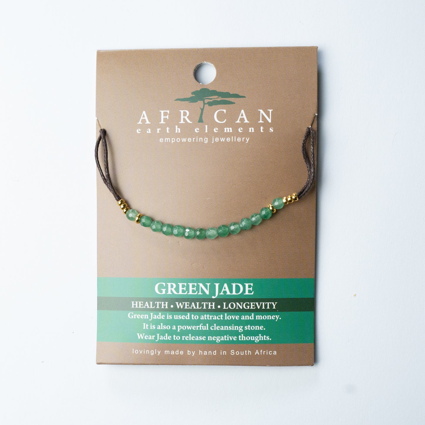 AFRICAN EARTH ELEMENTS GREEN JADE COTTON NECKLACE