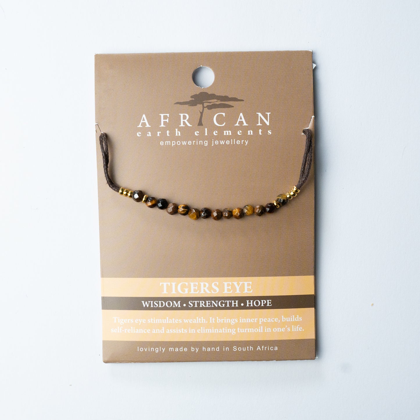 AFRICAN EARTH ELEMENTS TIGERS EYE COTTON NECKLACE
