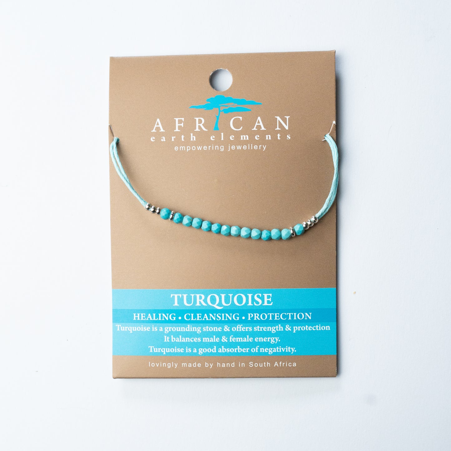 AFRICAN EARTH ELEMENTS TURQUIOSE COTTON NECKLACE