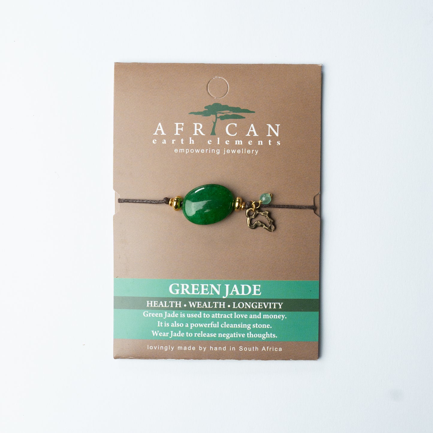 AFRICAN EARTH ELEMENTS GREEN JADE OVAL BRACELET