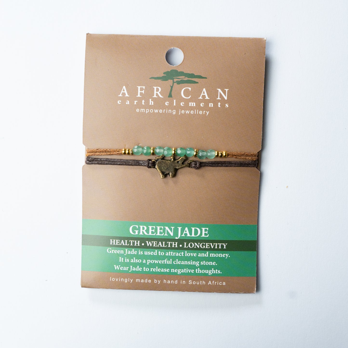 AFRICAN EARTH ELEMENTS GREEN JADE DOUBLE BRACELET
