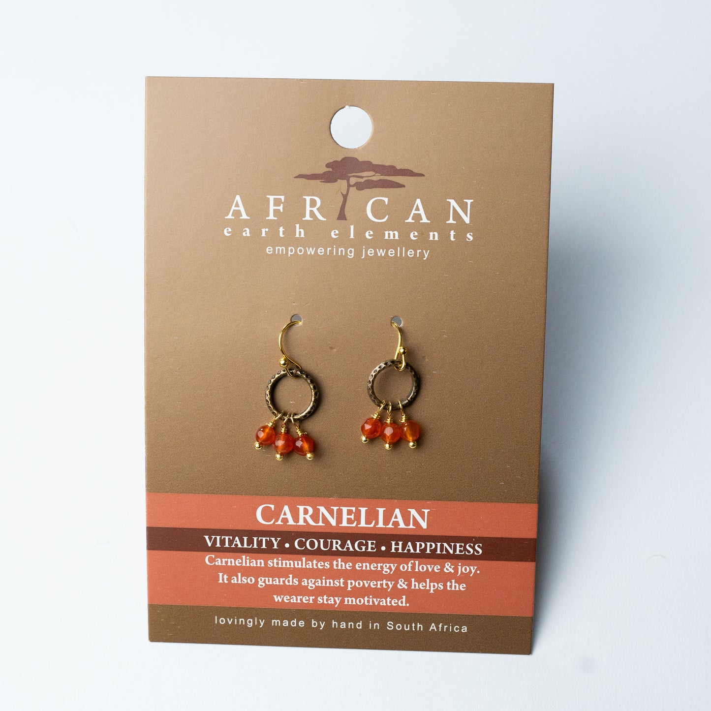 AFRICAN EARTH ELEMENTS CARNELIAN EARRINGS