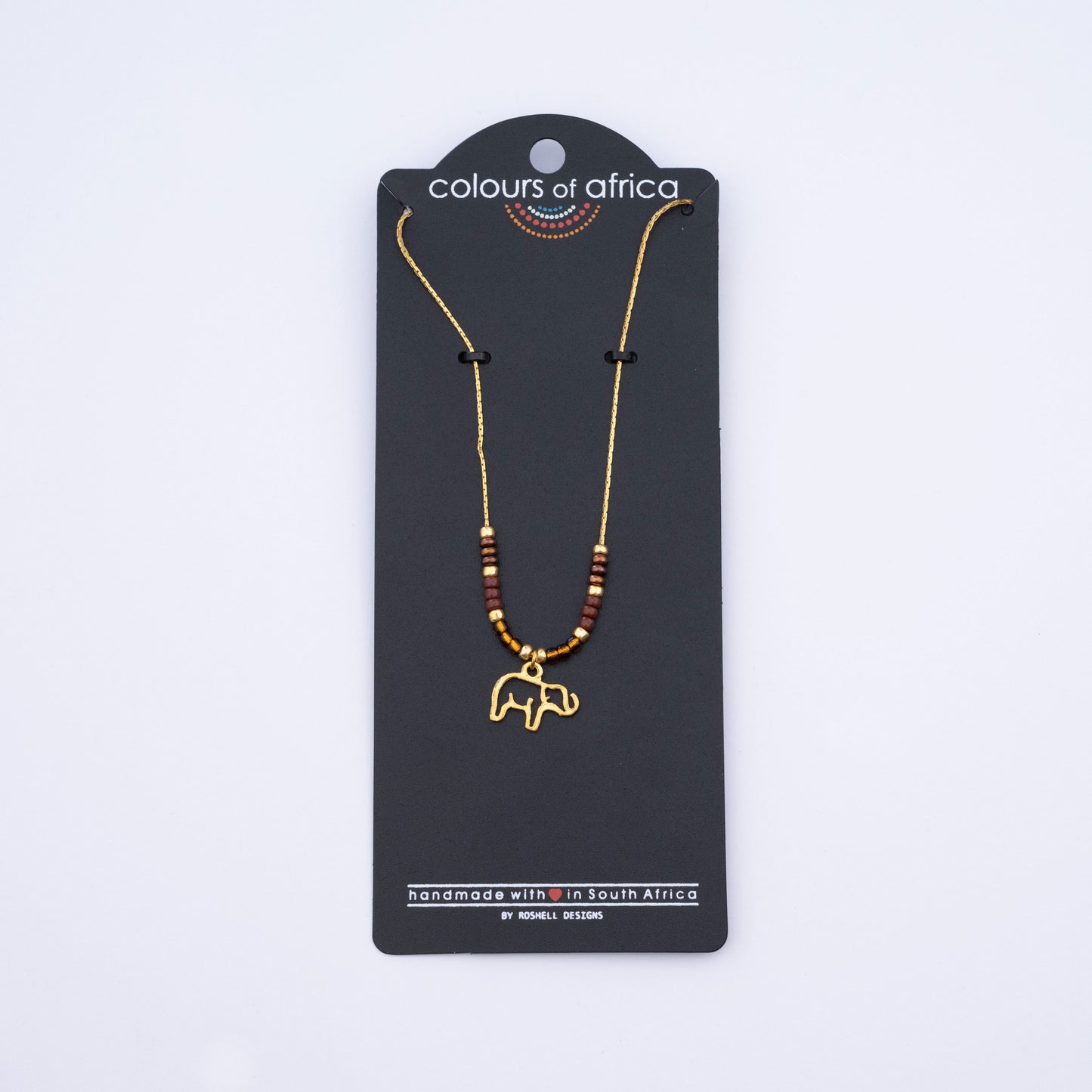 COLOURS OF AFRICA CHAIN NECKLACE GOLD - BROWN