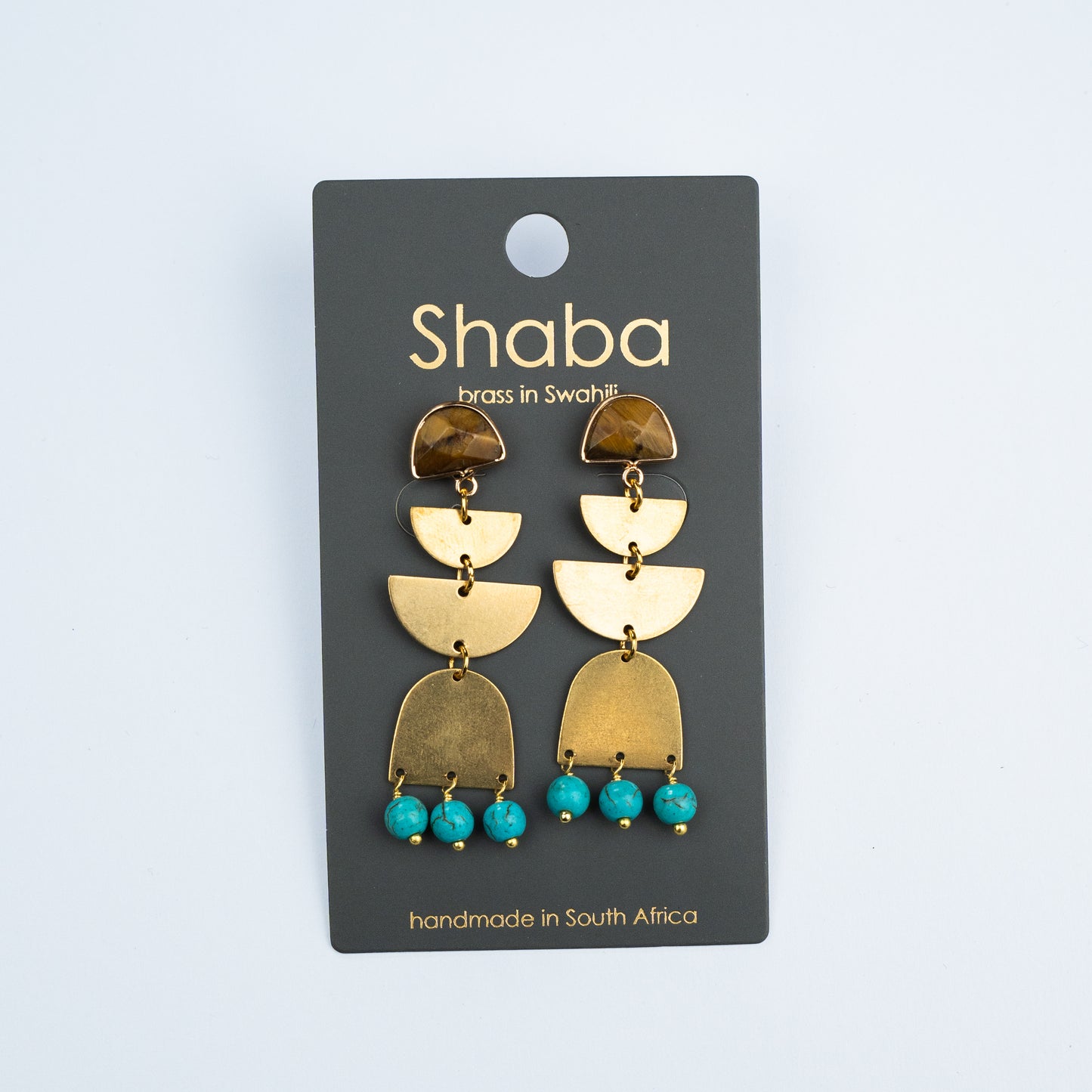 Shaba Tigers Eye Turquoise Chandelier Earrings