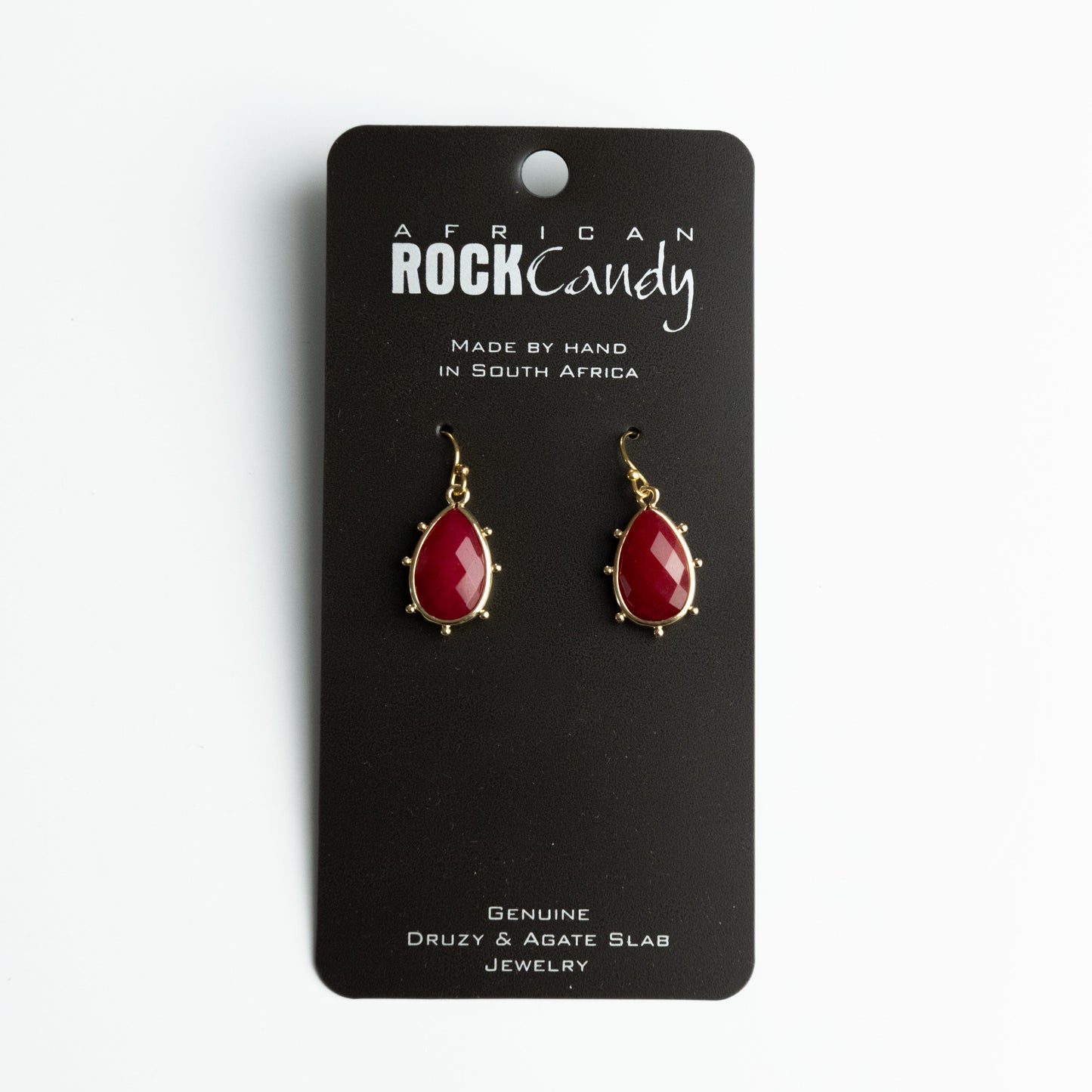 African Rock Candy Pink Agate Medium Gemstone Earrings