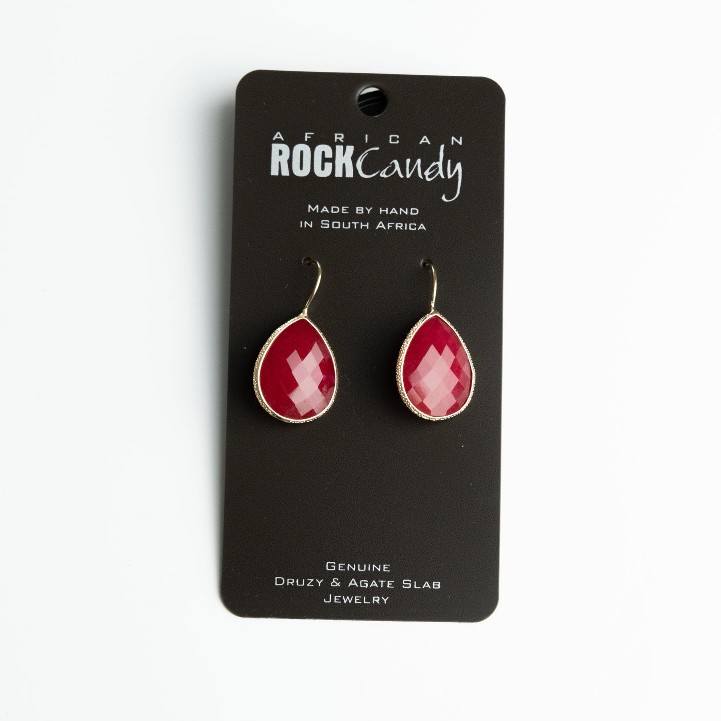 African Rock Candy Pink Agate Statement Gemstone Earrings