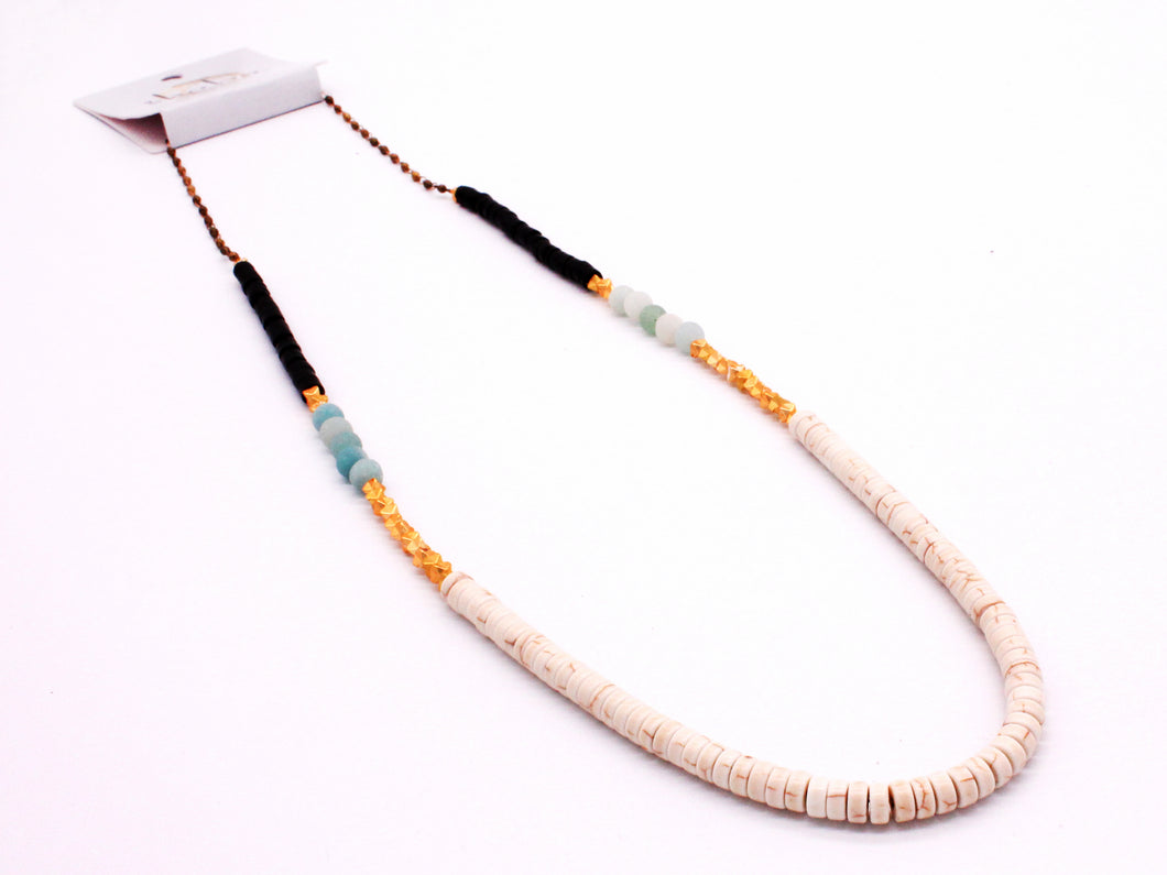 Shaba Long Amazonite and Howlite Necklace
