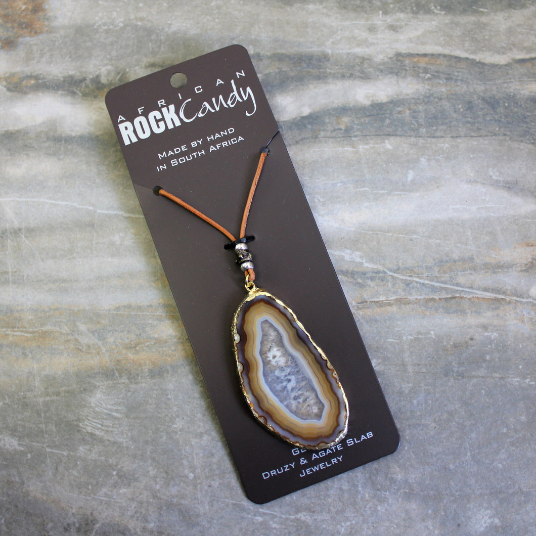 Rock Candy Natural Slice Agate Pendant Necklace