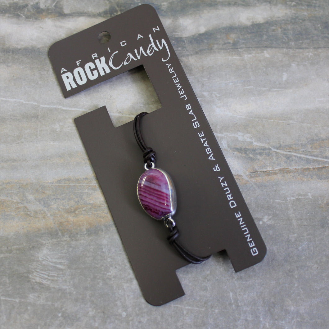 Rock Candy Single Pink Agate Bracelet