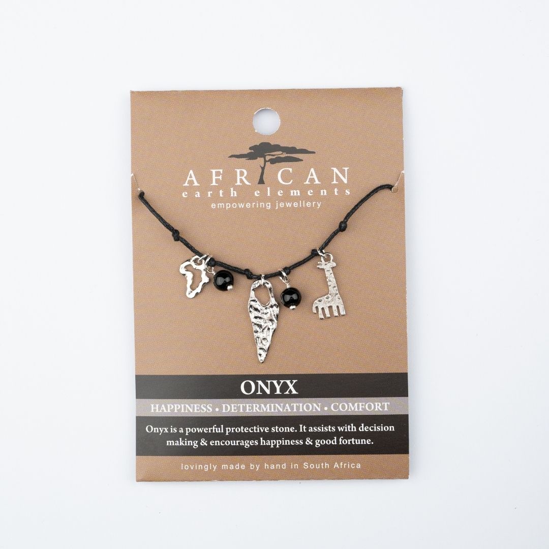 AFRICAN EARTH ELEMENTS CHARM NECKLACE - ONYX