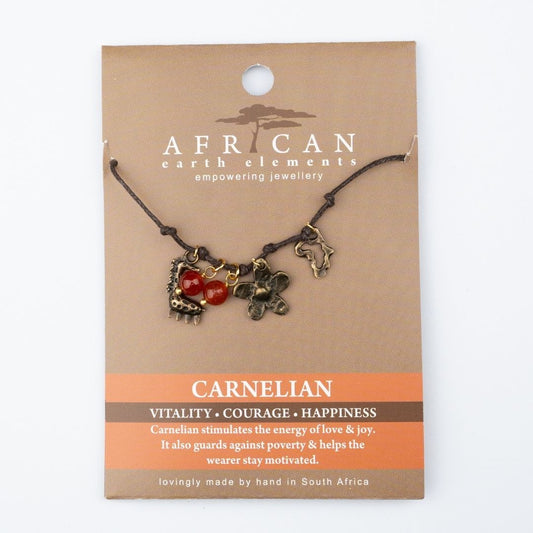 AFRICAN EARTH ELEMENTS CHARM NECKLACE - CARNELIAN