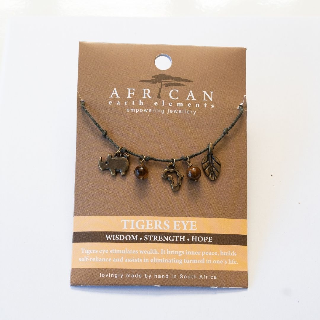 AFRICAN EARTH ELEMENTS CHARM NECKLACE - TIGERS EYE