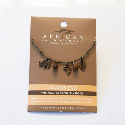 AFRICAN EARTH ELEMENTS CHARM NECKLACE - TIGERS EYE