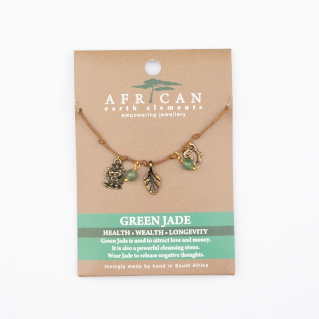 AFRICAN EARTH ELEMENTS CHARM NECKLACE - GREEN JADE