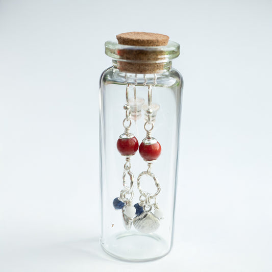 BOTTLED RED CORAL CLUSTER - SILVER