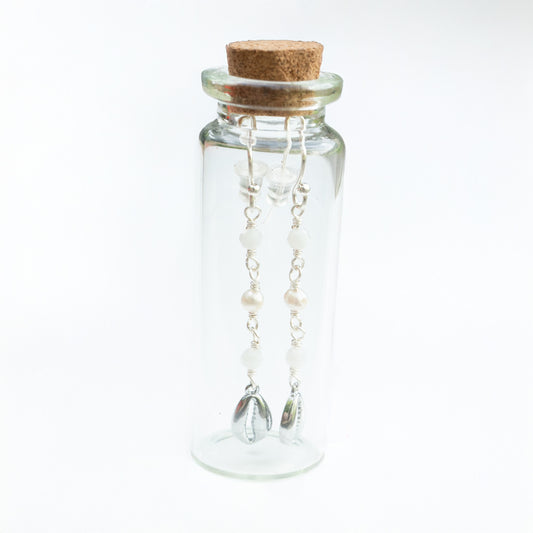 BOTTLED PEARL AND COWRIE SHELL - SILVER