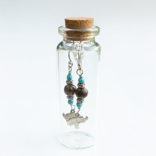 BOTTLED TIGERS EYE AND ELEPHANT - SILVER