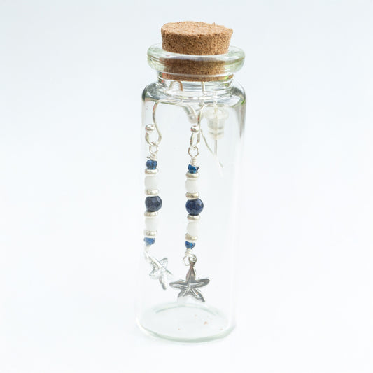 BOTTLED LAPIS STARFISH - SILVER