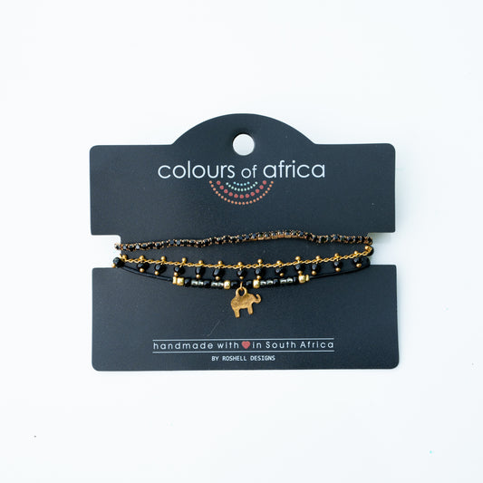 COLOURS LEATHER BRACELET - BLACK