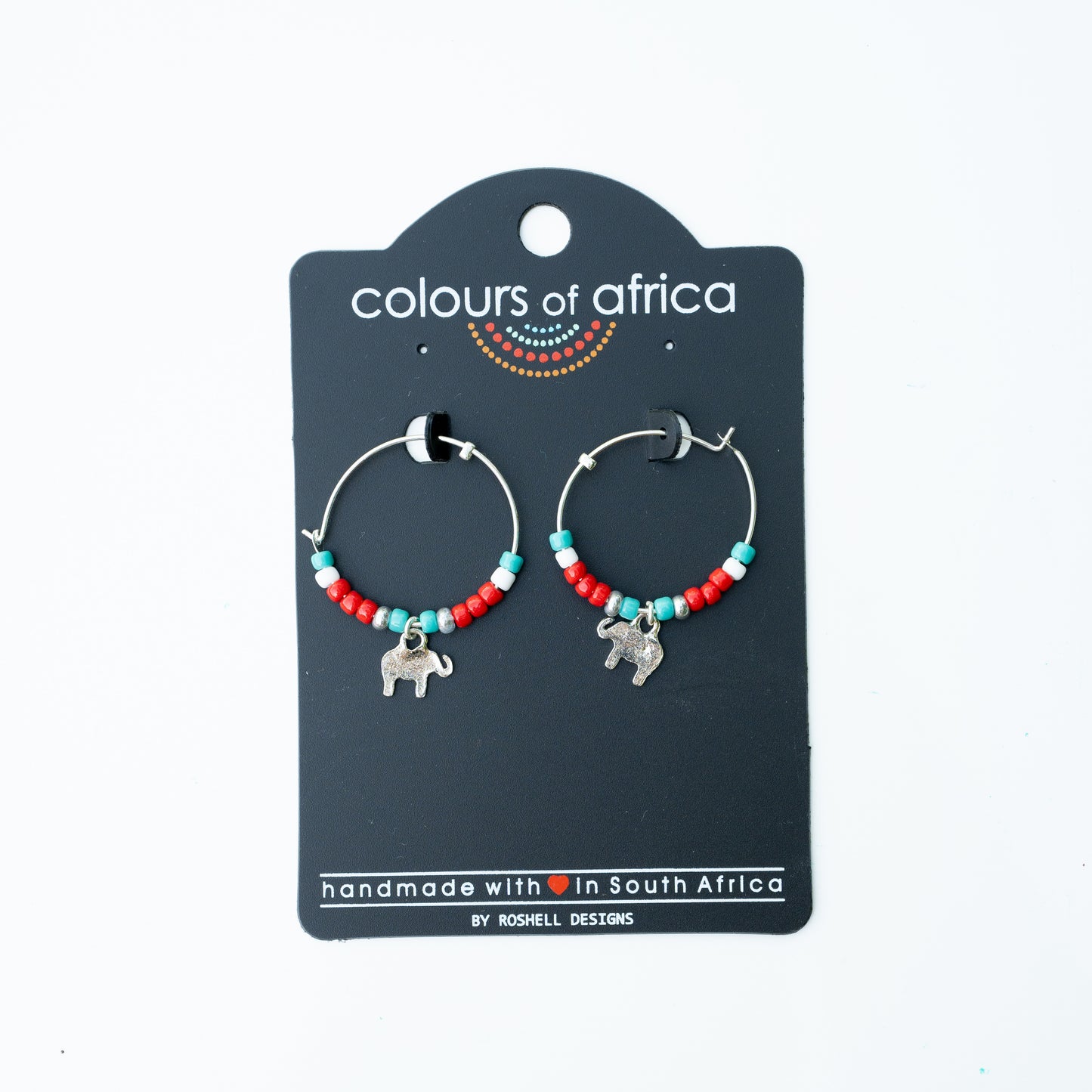 COLOURS OF AFRICA HOOP EARRING - CORAL