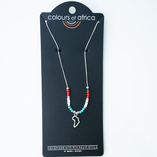 COLOURS SILVER CHAIN NECKLACE - CORAL