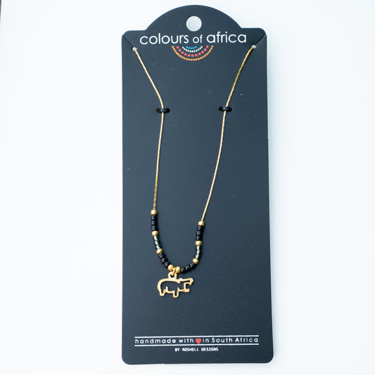 COLOURS GOLD CHAIN NECKLACE - BLACK