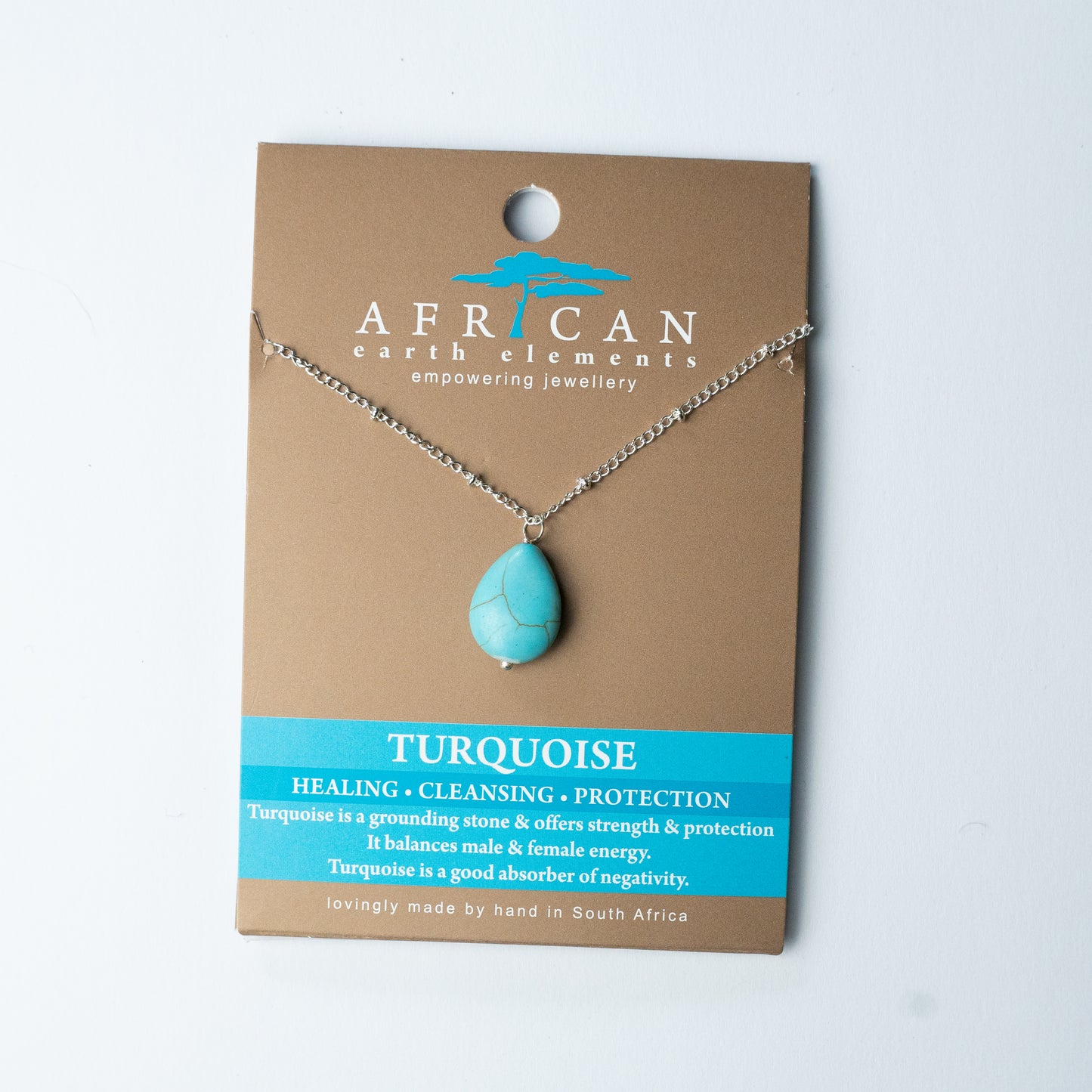 AFRICAN EARTH ELEMENTS TURQUOISE PENDANT NECKLACE